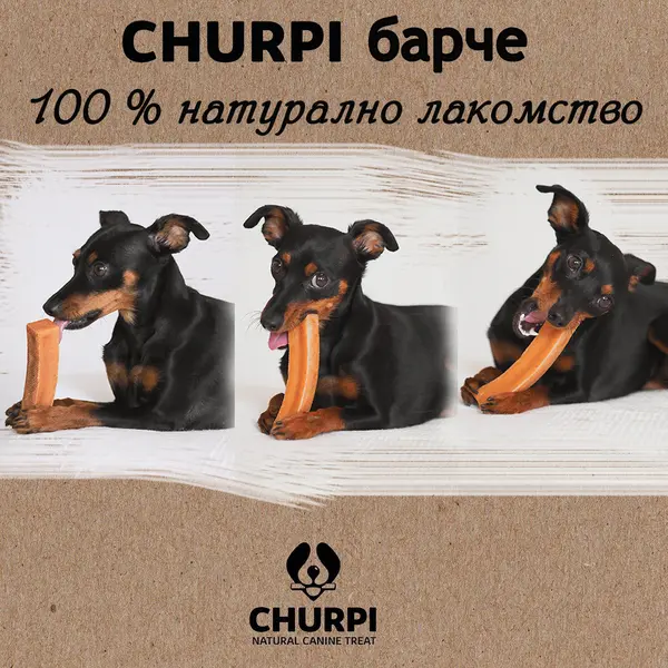 CHURPI Natural Dog Snack Medium - Натурално дентално лакомство за кучета от дребни породи  до 10 кг, 11-13 см, 70 гр
