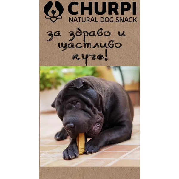 CHURPI Natural Dog Snack Medium - Натурално дентално лакомство за кучета от дребни породи  до 10 кг, 11-13 см, 70 гр