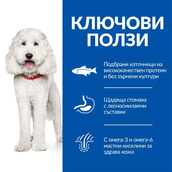 Hill's Science Plan Canine Hypoallergenic Medium Adult – хипоалергенна суха храна за кучета от средни породи от 1 до 6 години със сьомга - 12 кг.