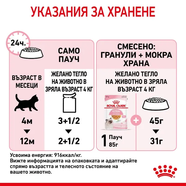 Royal Canin Kitten in Jelly - Пауч за подрастващи котенца хапки в желе 12x85g