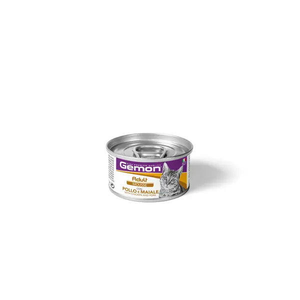 GEMON Cat Adult Mousse with Chicken & Pork – Пълноценна храна за котки в зряла възраст, мус с пилешко и свинско, консерва