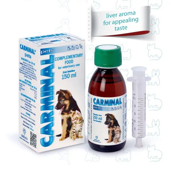 CARMINAL Pets - При стомашни разтройства при кучета и котки и други домашни любимци - сироп 150 мл