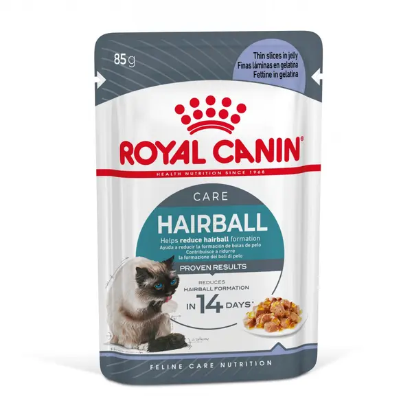 ROYAL CANIN CARE HAIRBALL IN JELLY - храна за котки в зряла възраст, склонни към образуване на космени топки – пауч парченца в желе