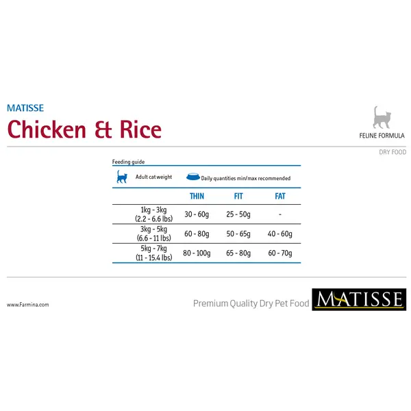 MATISSE CHICKEN & RICE 400 g - Пълноценна суха храна за котки в зряла възраст с пиле и ориз