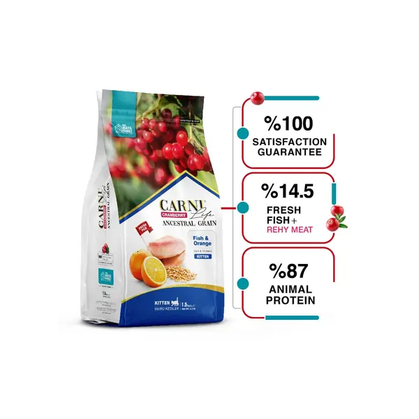 Carni Life Cranberry KITTEN храна за малки котенца С РИБА И ПОРТОКАЛ 10 kg - Пълноценна и балансирана храна с риба, червена боровинка и портокал за малки котенца