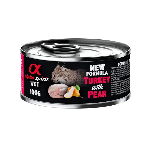 Alpha Spirit Cat Turkey with Pear - Мокра храна за котки с пуешко и круши, консерва 100 гр