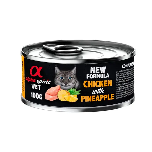 Alpha Spirit Cat Chicken with Pineapple - Мокра храна за котки с пиле и ананас, конерва 100 гр