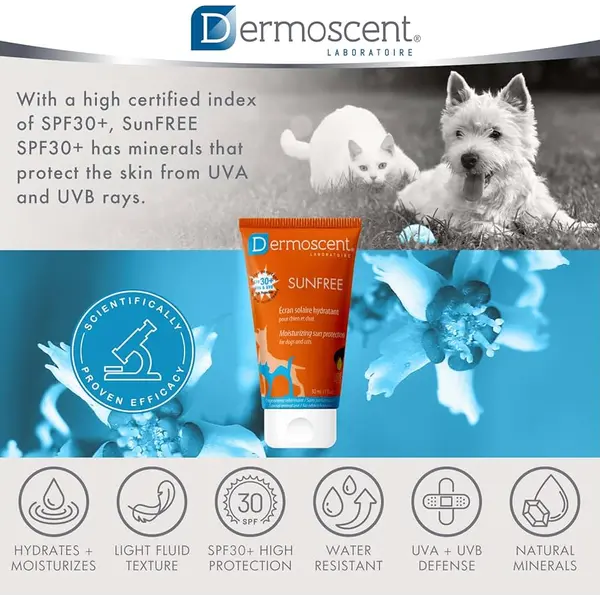 Dermoscent  SunFREE SPF30+ for dogs and cats 30 ml - Слънцезащитен крем за кучета и котки UV 30+
