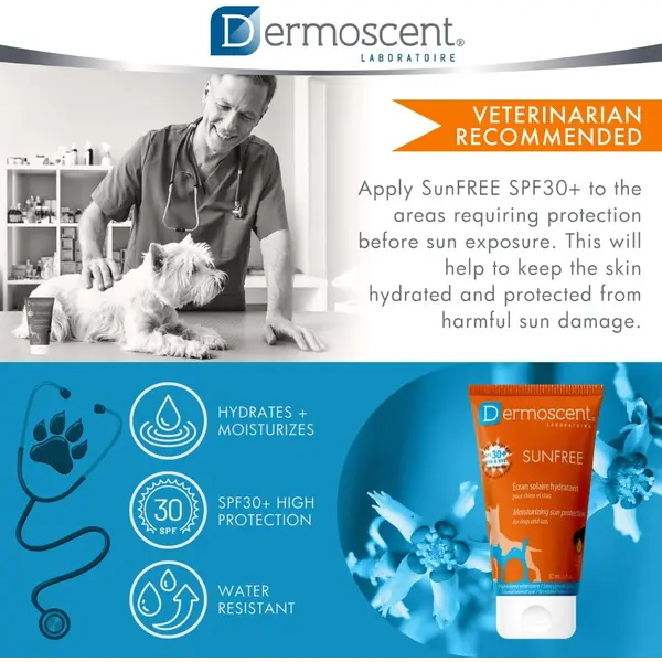 Dermoscent  SunFREE SPF30+ for dogs and cats 30 ml - Слънцезащитен крем за кучета и котки UV 30+