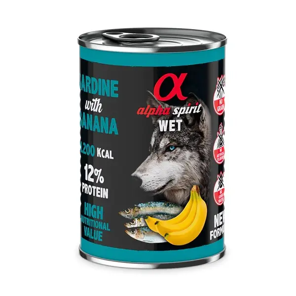 Alpha Spirit Dog New Protein Sardine with Banana - консерва за кучета със сардини и банан - 400 гр