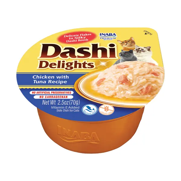 Inaba Dashi Delights Chicken with Tuna - топинг с късчета месо в японски бульон - Пиле и Риба тон, 70 гр