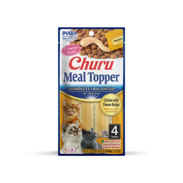 Inaba Churu Meal Topper Chicken with Cheese - Кремообразно лакомство за котка с пилешко и сирене, 4 бр