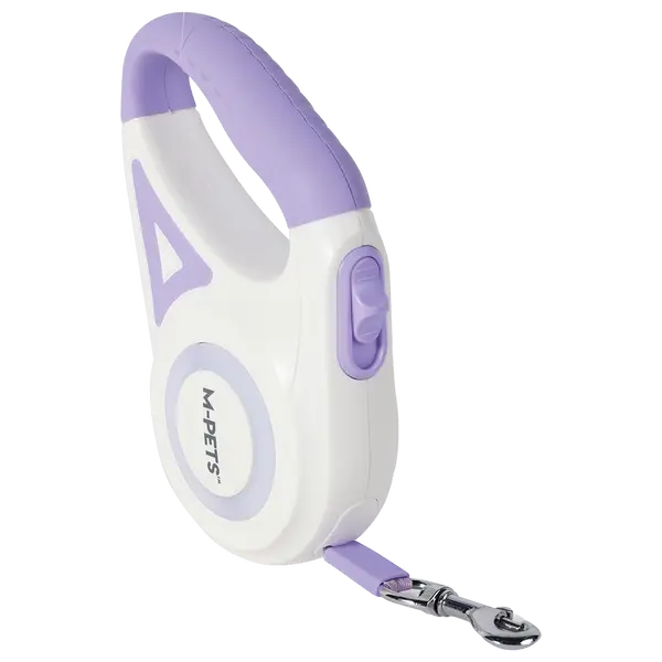 M-pets Flash Purple M - Автоматичен повод с фенерче и LED светлини, 5 м, за кучета до 15кг, лилав