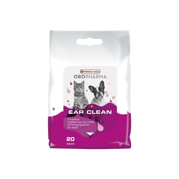OROPHARMA EAR CLEAN CAT & DOG - напоени с лосион мокри кърпички за почистване на уши, за кучета и котки - 20 броя кърпички