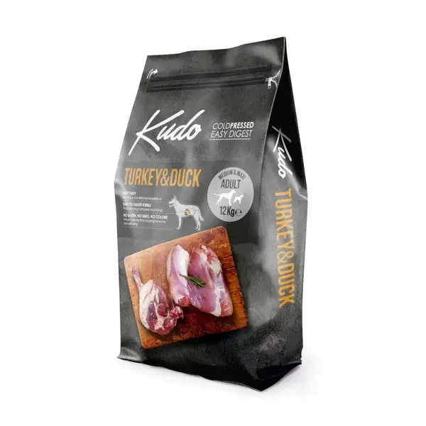 Kudo Low Grain Turkey / Duck Medium-Maxi Adult храна за кучета от средни/едри породи над 1 год , 12 кг.