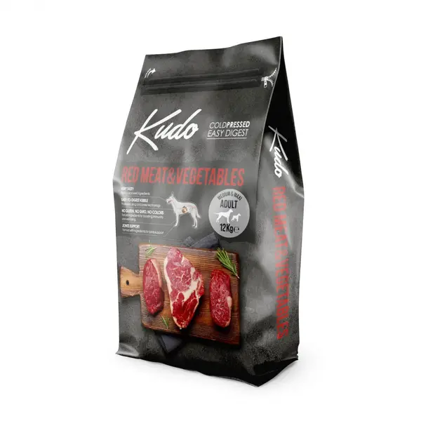 Kudo Low Grain Red Meat / Vegetables Medium-Maxi Adult 12 Kg - за средни/едри породи над 1 година