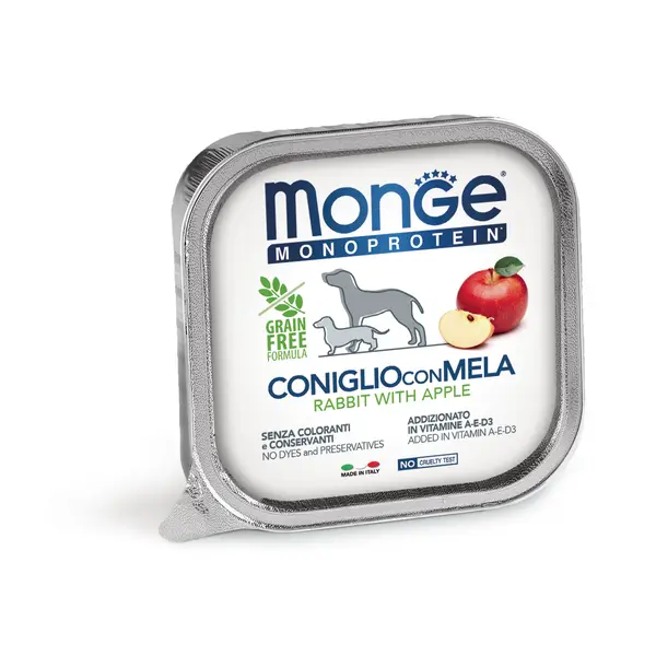 Monge Monoprotein Paté Rabbit with Apple - Терин пастет за кучета в зряла възраст със заешко и ябълка - 150 г