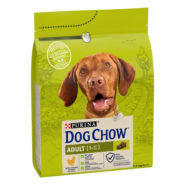 Dog Chow Adult Chicken - пълноценна суха храна за кучета в зряла възраст с пилешко - 2,5 кг