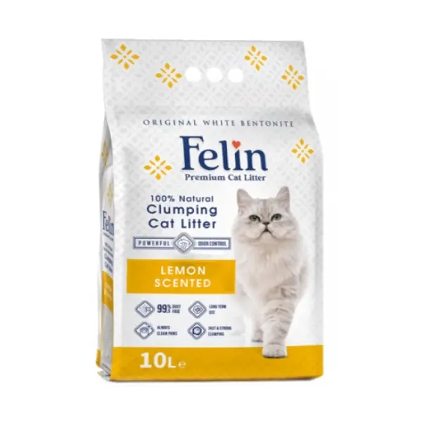 FELIN LEMON - натурална котешка тоалетна от бентонит с аромат на лимон - 10 л