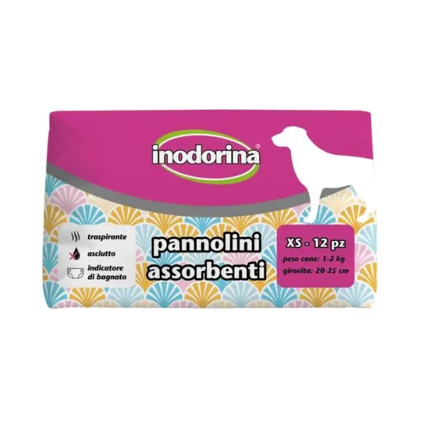 Inodorina Pannolini - Памперси за кучета тип гащички, 12 броя в пакет-L