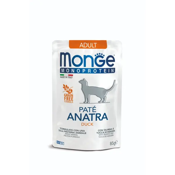 Monge Monoprotein Adult Cat Paté Duck - Пауч за котки в зряла възраст с патешко и картофи - 85 г