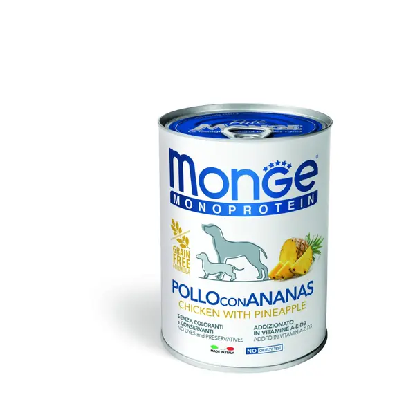 Monge Monoprotein Paté Chicken with Pineapple - Консерва пастет за кучета в зряла възраст с пилешко и ананас  - 400 г