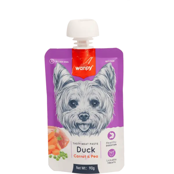 Wanpy Tasty Dog - месна паста патица, морков и грах, 90 г