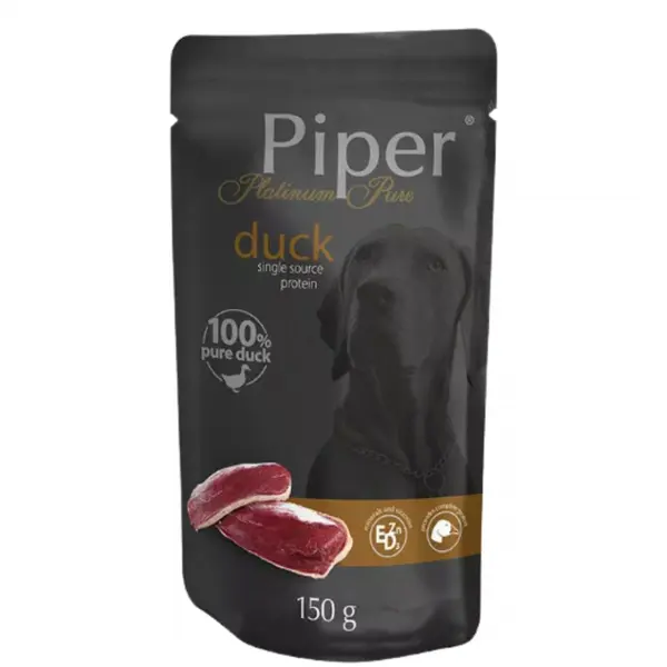 Piper Platinum Pure Duck Dog Adult -  монопротеинов пауч за кучета с патешко - 10 бр. х 150 гр