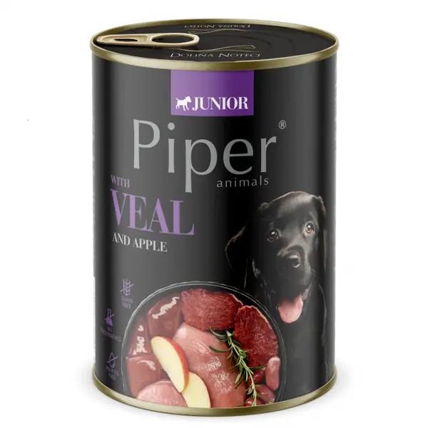 Piper  Dog Junior храна за малки кученца с телешко и ябълки, 400 г