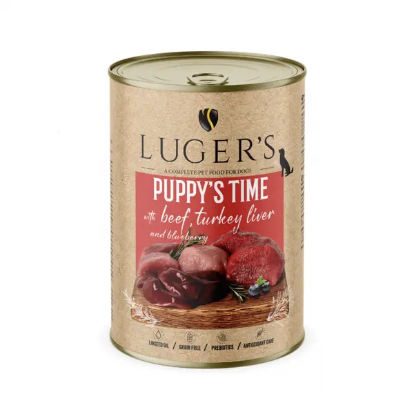 Luger`s  Puppy храна за малки кученца с говеждо и пуeшки дроб, 400 г