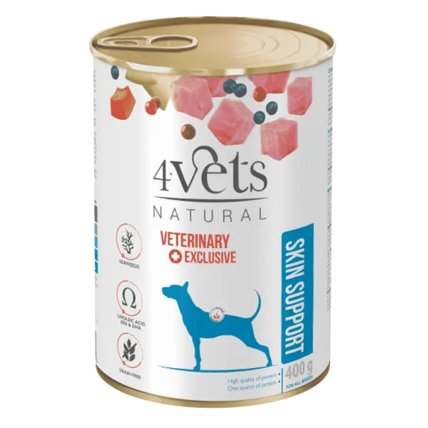 4Vets Dog Natural Skin Support консервирана храна за кучета, при кожни проблеми, 400 г