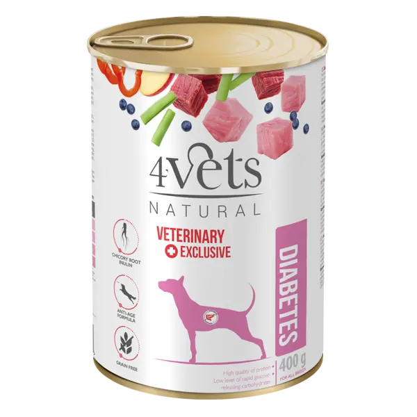 4Vets Dog Natural Diabetes консервирана храна за кучета с диабет, 400 г