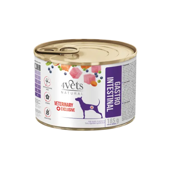 4Vets Dog Natural Gastro Intestinal консервирана храна за кучета, при стомашно чревни проблеми, 185 г