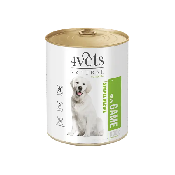 4Vets Dog Natural консервирана храна за кучета с дивечово месо, 800 г