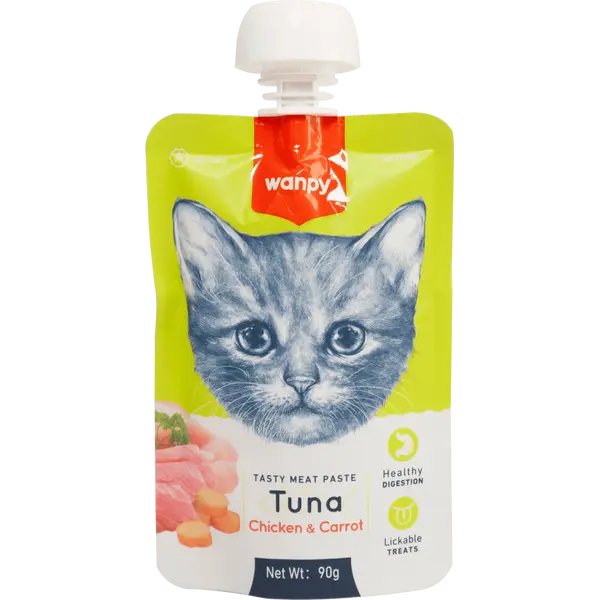 Wanpy Tasty Cat - месна паста риба тон, пиле и морков , 90 г