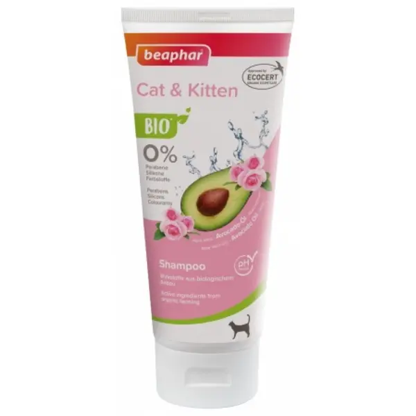 Beaphar  BIO Shampoo Cat and Kitten - шампоан с био авокадо, розово масло, алое вера