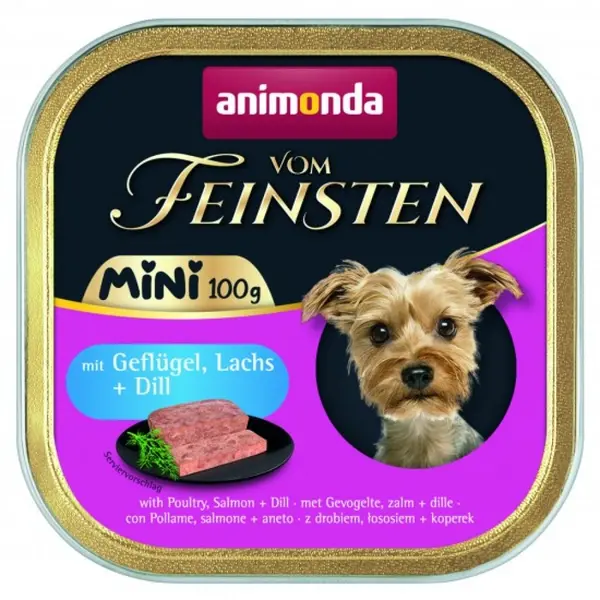 Animonda Vom Feinsten Mini Dog за дребни породи кучета с птиче, сьомга и копър, 100 гр