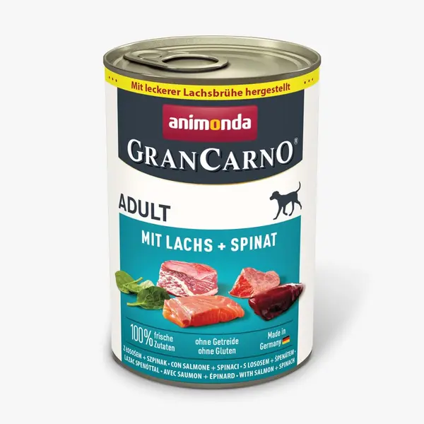 Animonda GranCarno Dog Adult консервирана храна за кучета със сьомга и спанак, 400 г