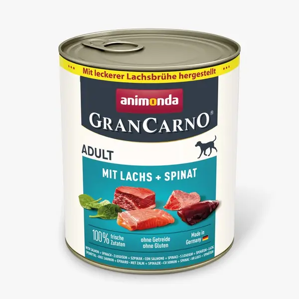 Animonda GranCarno Dog Adult консервирана храна за кучета със сьомга и спанак, 800 г