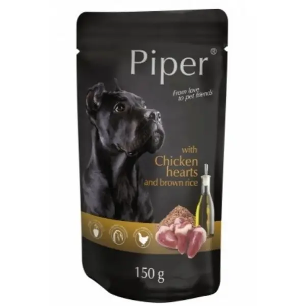 Piper  Adult пауч пилешки сърца/кафяв ориз, 150 г  - 10 броя СТЕК