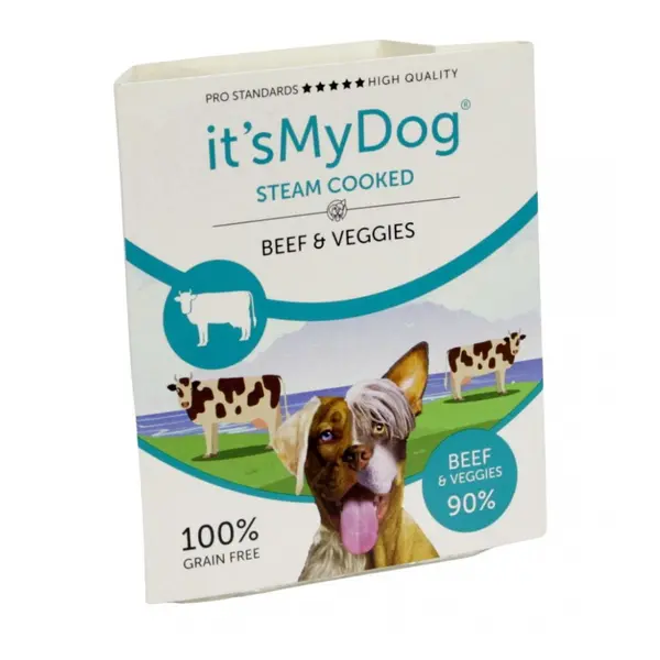 Its my dog  Steam Cooked - консервирана храна за кучета приготвена на пара, говеждо и зеленчуци, 7х395 г