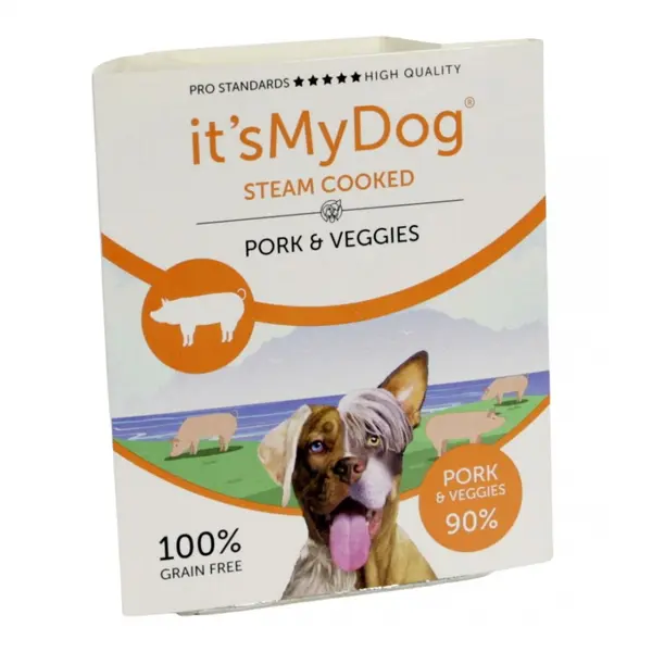 Its my dog  Steam Cooked - консервирана храна за кучета приготвена на пара, свинско и зеленчуци, 7х395 г