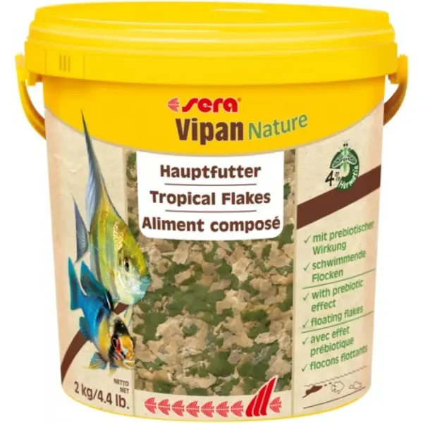sera Vipan Nature large flakes 21000 мл, 4 кг - натурална храна за всички рибки