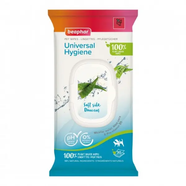 Beaphar  Pet Wipes Universal биоразградими мокри кърпички с алое вера