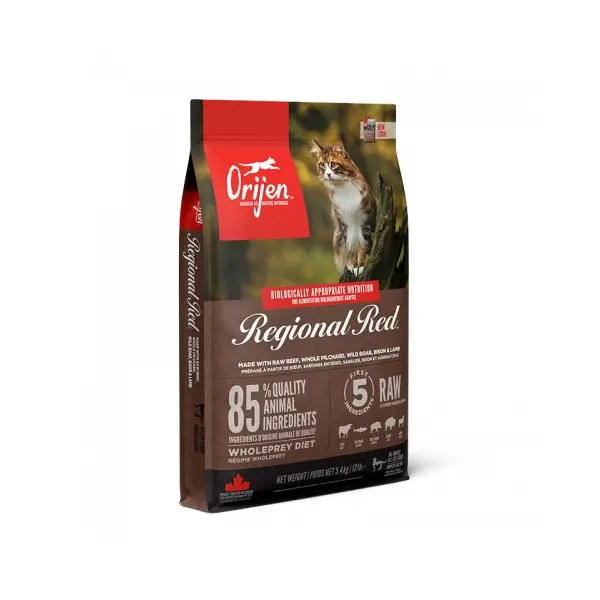 Orijen Cat Regional Red - суха храна  с червено месо за котки на всяка възраст, от всички породи - 5.4 кг
