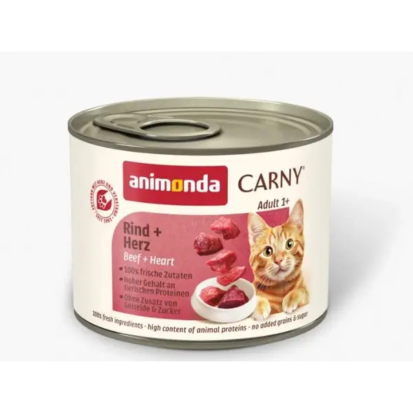 Аnimonda Carny Adult - консервирана храна за котки, с говеждо и сърчица, 200 г