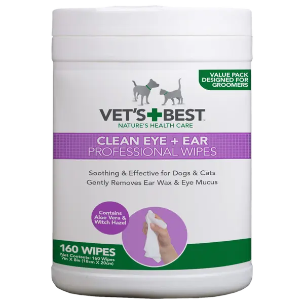 Vet's Best Eye & Ear wipes 160 бр почистващи кърпички очи/уши куче/коте 18 х 20см