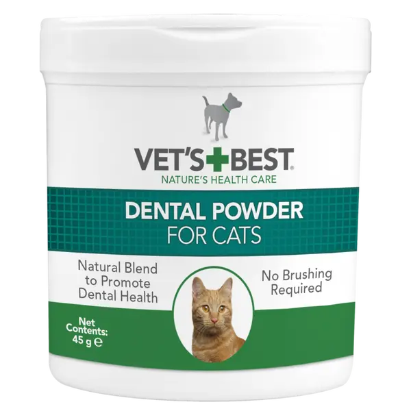 Vet's Best Dental Powder Cat дентална пудра за котки с водорасли и Спирулина, 45 г