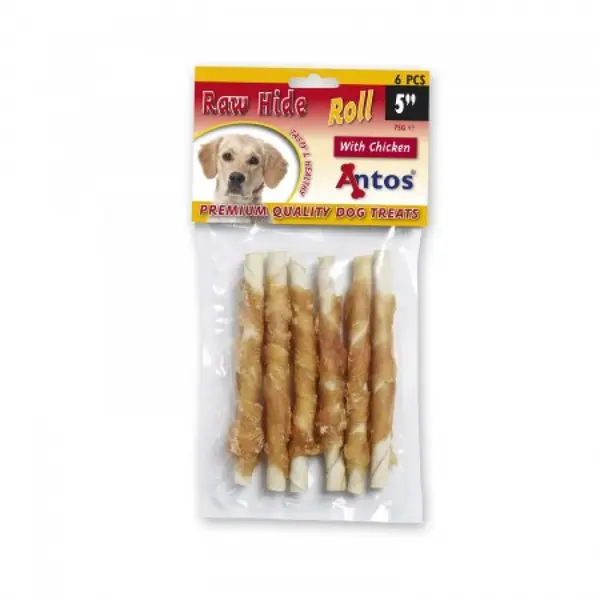 Antos Raw Hide Roll усукани солети обвити с пилешко месо, 12см, 6бр