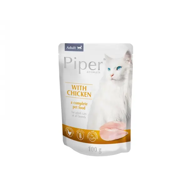 Piper Cat Chicken - пауч за за израснали котки и котенца с пилешко 10 бр х 100 гр